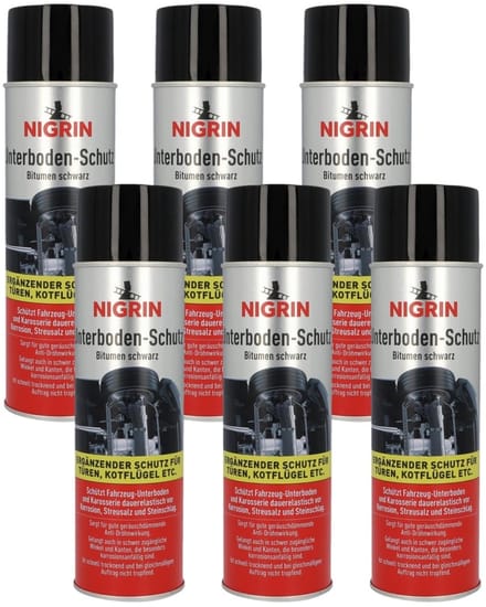 6x PACK Nigrin onderbodembescherming spuitbus bitumen zwart corrosiebescherming auto