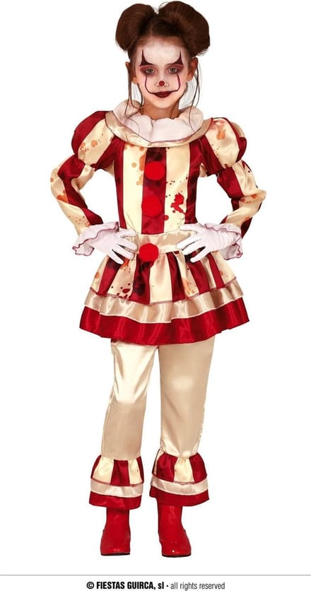 Fiestas Guirca - Striped Clown Girl (7-9 jaar)