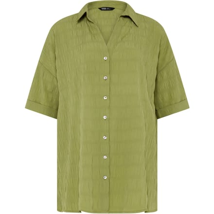 Yours Groen Getextureerd Shirt Size 44
