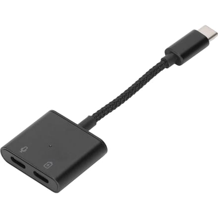 2 in 1 Type C naar Type C o Adapter Type C naar AUX-aansluiting met USB C PD 60W Snel Laadadapter zwart