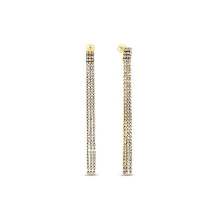 CO88 Collection - 8CE-70589 - oorbelhanger drie strings wit kristal - 10 cm - goudkleurig