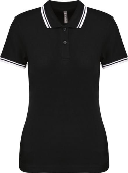 Kariban Gestreepte damespolo korte mouwen K273 - Black / White - M
