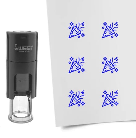 CombiCraft Stempel confetti 10mm rond blauwe inkt - per 1 stuk