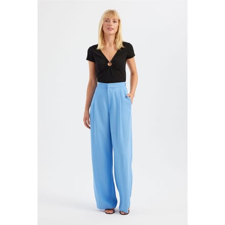 V-hals Korte Mouwen Top met Rimpeldetail