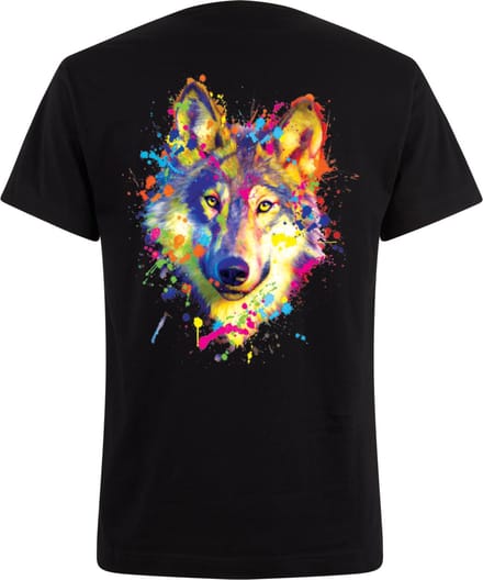 Zwart Neon Tshirt Wolf L
