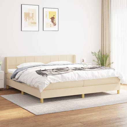 vidaXL - Boxspring - met - matras - stof - crèmekleurig - 200x200 - cm
