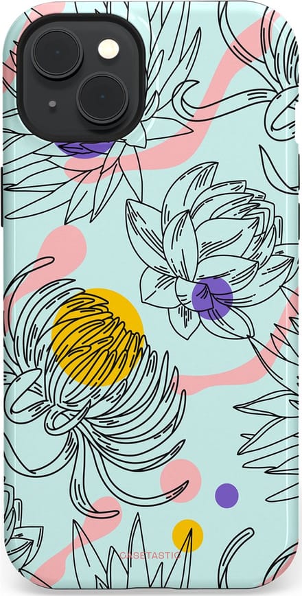 Casetastic hoesje geschikt voor Apple iPhone 15 Plus - MagSafe - Dubbellaagse bescherming - Wildschets - Fashion Case - Zilver Wit Saliegroen Lichtroze