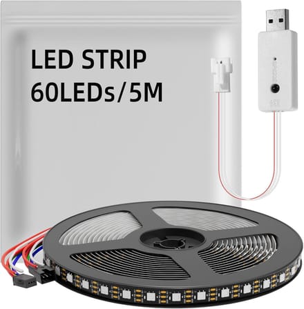 5 Meter Individueel Adresseerbare RGB LED Strip met USB Controller - Flexibele Verlichting voor Decoratie
