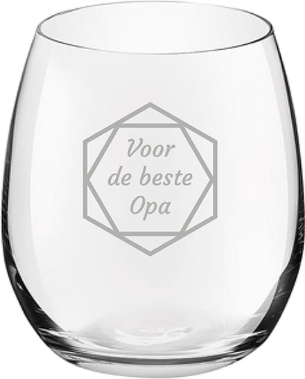Gegraveerde Drinkglas 39cl voor de beste Opa in hexagon