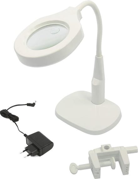 HBM 125 mm LED Loupe Lamp met Voet en Tafelklem