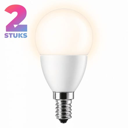 2x Kogel Led-lamp E14 - 5W - Daglicht (6500K) - 470 lm - 10 jaar - Niet Dimbaar