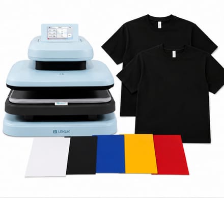 LOKLiK ImPress Auto 2-Smart Starter Set Blauw | Hittepers + HTV Flexfolie + T-shirts