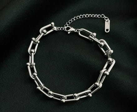 Style King - U Chain Schakelarmband van RVS - 17.5cm + 2.5cm