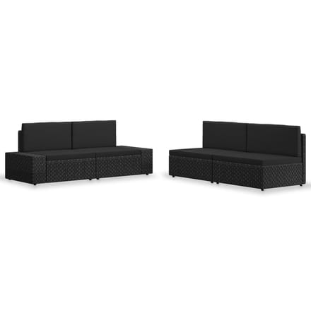 vidaXL - 4-delige - Loungeset - poly - rattan - zwart