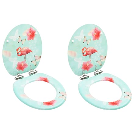 vidaXL - Toiletbrillen - met - soft-close - deksel - 2 - st - flamingo - MDF