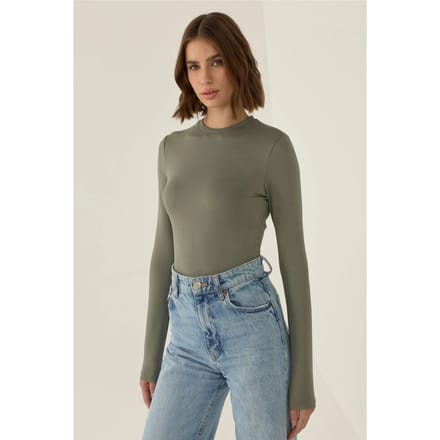 Slim Fit Lange Mouw Crew Neck Bodysuit