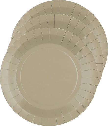 Santex Bordjes karton - 10x - rond - taupe - 22 cm - feestbordjes