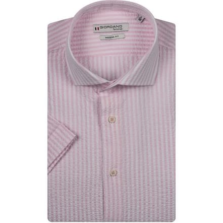 Giordano Overhemd Front Cutaway Seersucker Stripe Roze / male