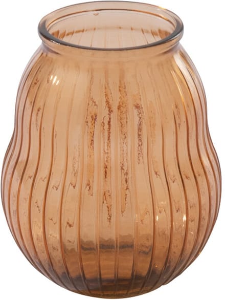 J-Line windlicht Gestreept - glas - oranje - small