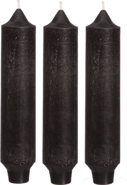 Palermo kaarsen set 3 stuks dia. 3.5 x H 17 cm zwart Hortus