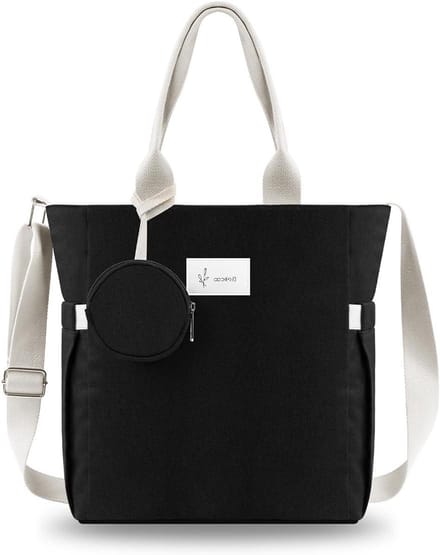Allecta - Zwarte Draagtas voor Dames voor School, Winkelen, Reizen en Werk