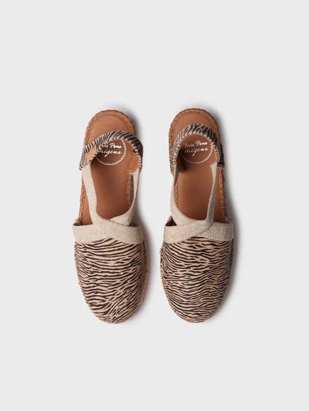 Espadrille met sleehak en zebraprint | TERRA-ZB