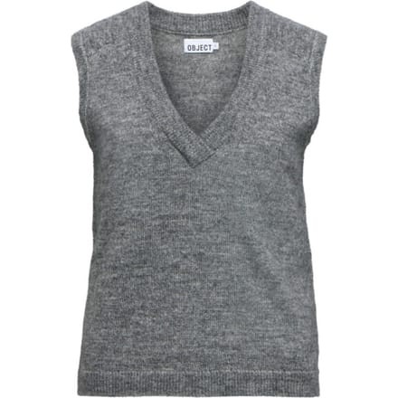 Object objdenisi s/l re knit vest noos 23049215 medium grey melange
