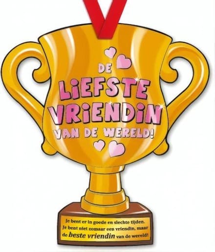 Paper Dreams Trofee Liefste Vriendin van de Wereld – 33 cm - Karton Goud