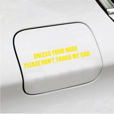 Bumpersticker - Unless Your Nude - 3,5 X 18,5 - Geel