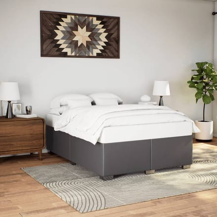 vidaXL - Bedframe - kunstleer - grijs - 140x190 - cm