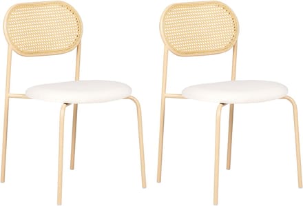 ADAVER - Eetkamerstoel set van 2 - Lichtbeige - Metaal