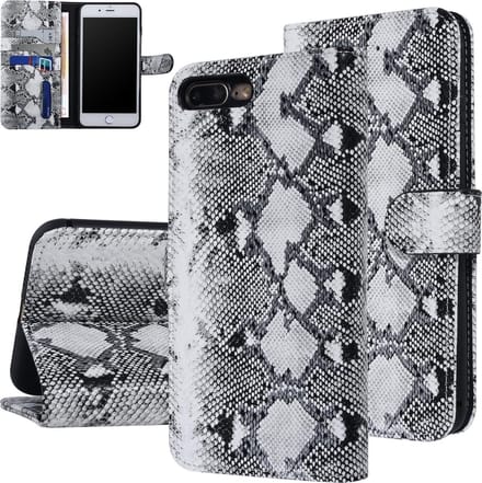 UNIQ Accessory Zwart en Wit Slangenleer hoesje voor iPhone 7-8 Plus - Book Case