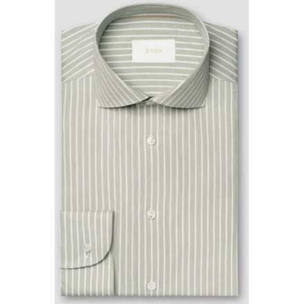 Eton Overhemd Lightweight Luxury Soft Touch Cotton Silk Stripe Licht Groen / male