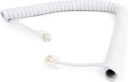 RJ10 telecom crossover spiraalkabel | wit | 2 meter
