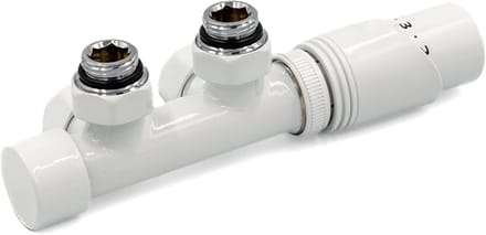 Radiator Aansluitblok - Thermostaatkraan Set - Centrale Verwarming - Universele Aansluiting - 50 mm - Wit