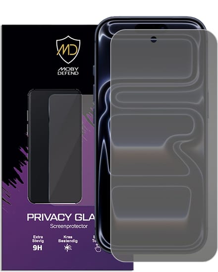 MobyDefend Screenprotector - Geschikt voor iPhone 17 Pro - HD Privacy Glass Screensaver
