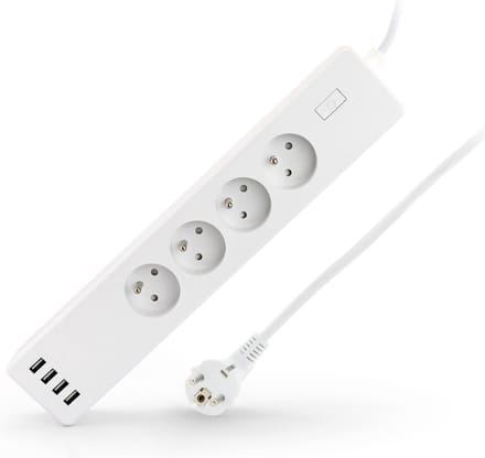 Caliber HWP302FU - Slimme stekkerdoos met type E stekker voor Franse en Belgische markt- Wit