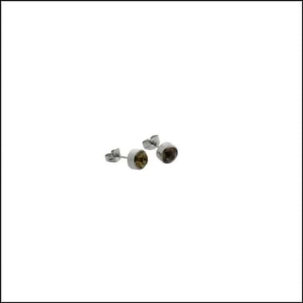 RVS Kristal Oorbellen dames - Zilverkleur / 7mm / Licht Bruin - Rvs