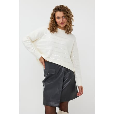 EsQualo Sweater Striped Sequins Off White Taglia: XS/S | Maglioni a maglia Outlet | Donna | Bianco