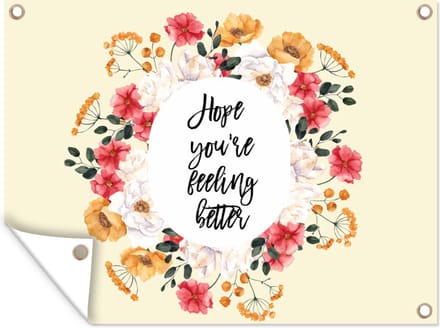 Tuin decoratie Beterschap - Quote - Bloem - Hope - 40x30 cm - Tuindoek