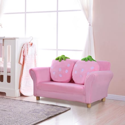HOMCOM kindersofa - zacht gestoffeerd - hoogwaardige afwerking - roze