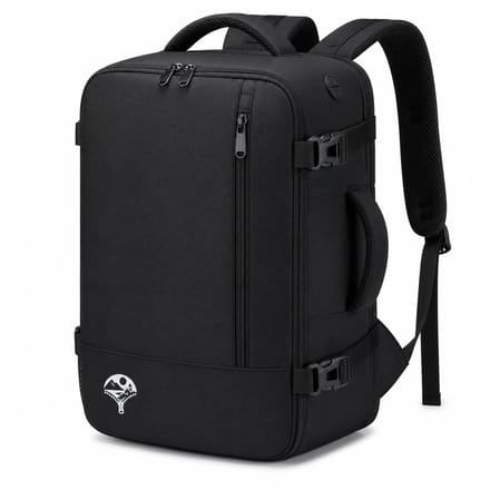 Reisgemak Handbagage Rugzak 40x26x20 cm - Laptopvak 15,6 inch - Trolleyband - Zwart