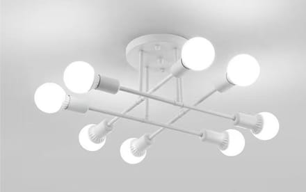 Plafondlamp – 8 Fittingen – E27 – Zonder Lichtbron – Wit – 70 cm – Metaal – Industrieel Ontwerp