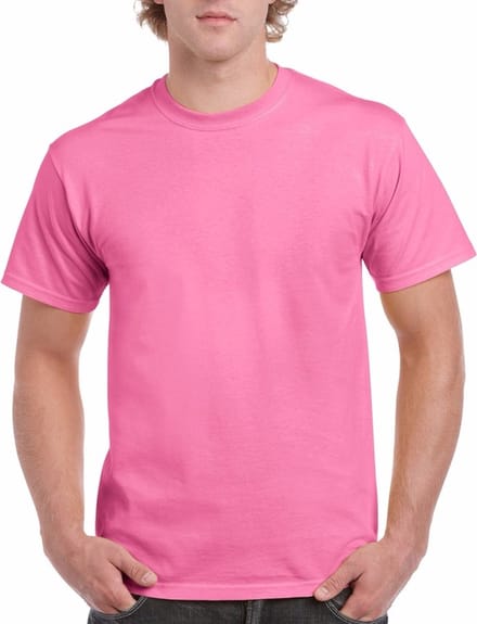 Gildan t-shirt - 2x stuks - roze - heren - zware kwaliteit - basic shirt - katoen - korte mouwen