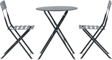 Marseille tuinmeubelset tafel, 2 stoelen donkergrijs.