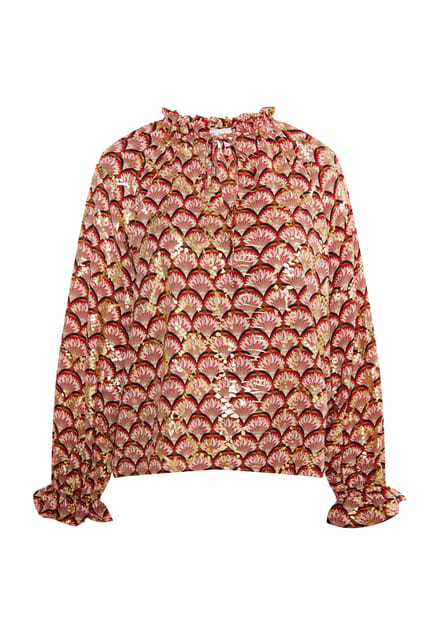 IZIA Blouse Dames Camel Veelkleurig