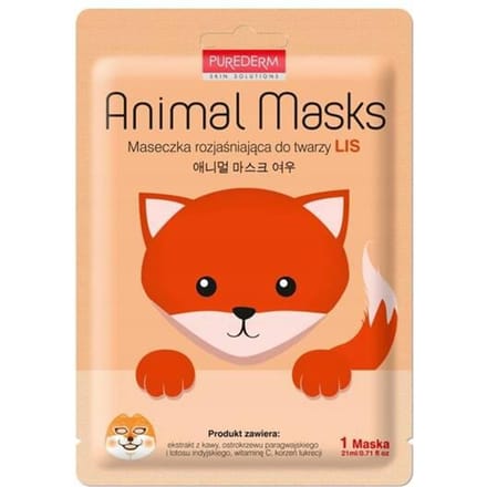 Purederm Animal Mask Maska Do Twarzy W Płacie Rozjaśniająca Lis 21Ml