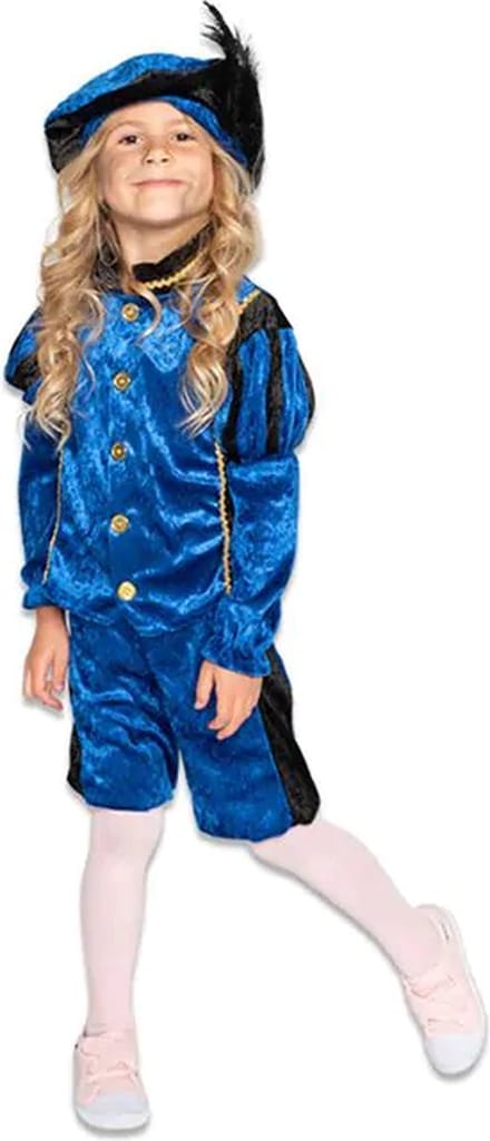 Piet velours blauw/zwart (mt 128)