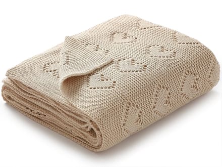Gebreide Cellulaire Baby Deken - 100% Katoen - 100 x 80cm - Beige