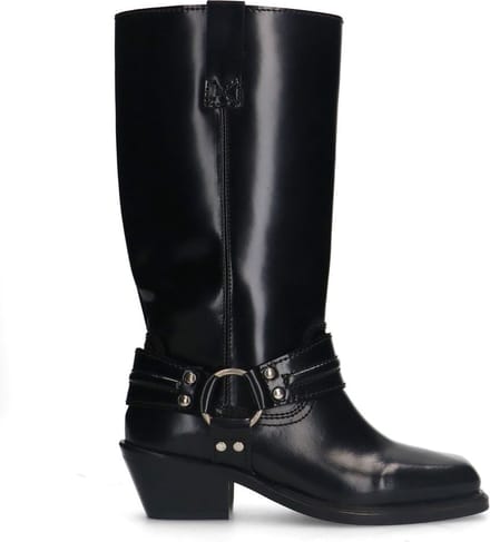 Sacha - Dames - Zwarte leren biker boots - Maat 36